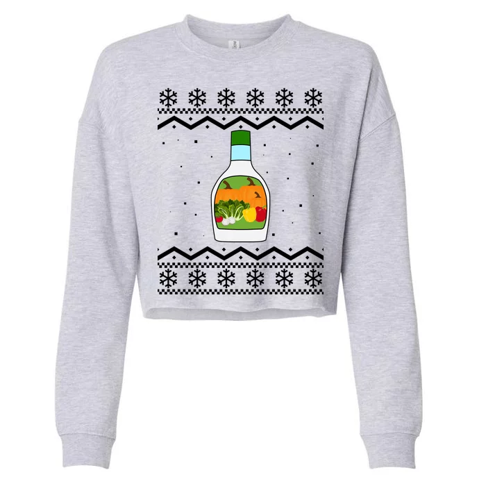 Ranch Bottle Funny Ugly Christmas Cropped Pullover Crew