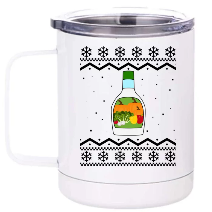 Ranch Bottle Funny Ugly Christmas Front & Back 12oz Stainless Steel Tumbler Cup