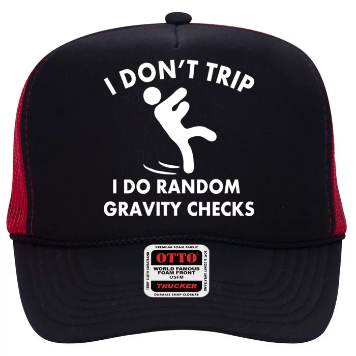 Random Gravity Checks Funny High Crown Mesh Trucker Hat