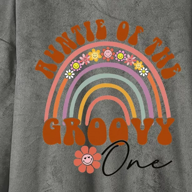 Retro Auntie of Groovy One Matching Family Birthday Party Hooded Wearable Blanket