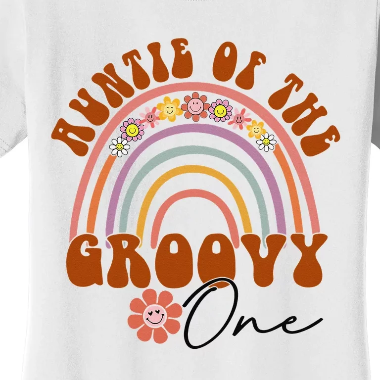 Retro Auntie of Groovy One Matching Family Birthday Party Women's T-Shirt