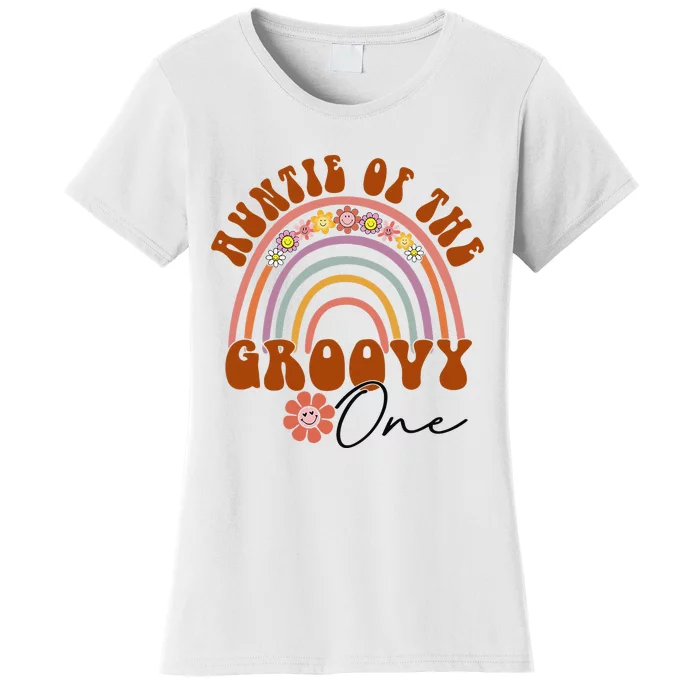 Retro Auntie of Groovy One Matching Family Birthday Party Women's T-Shirt