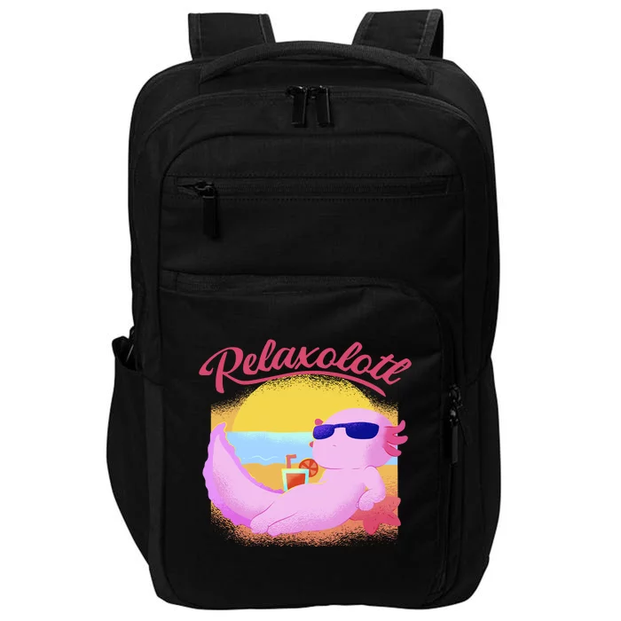 Relaxolotl Axolotl On Vacation Summer Beach Fun In The Sun Impact Tech Backpack