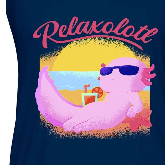 Relaxolotl Axolotl On Vacation Summer Beach Fun In The Sun Ladies Essential Flowy Tank