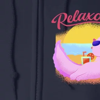 Relaxolotl Axolotl On Vacation Summer Beach Fun In The Sun Full Zip Hoodie