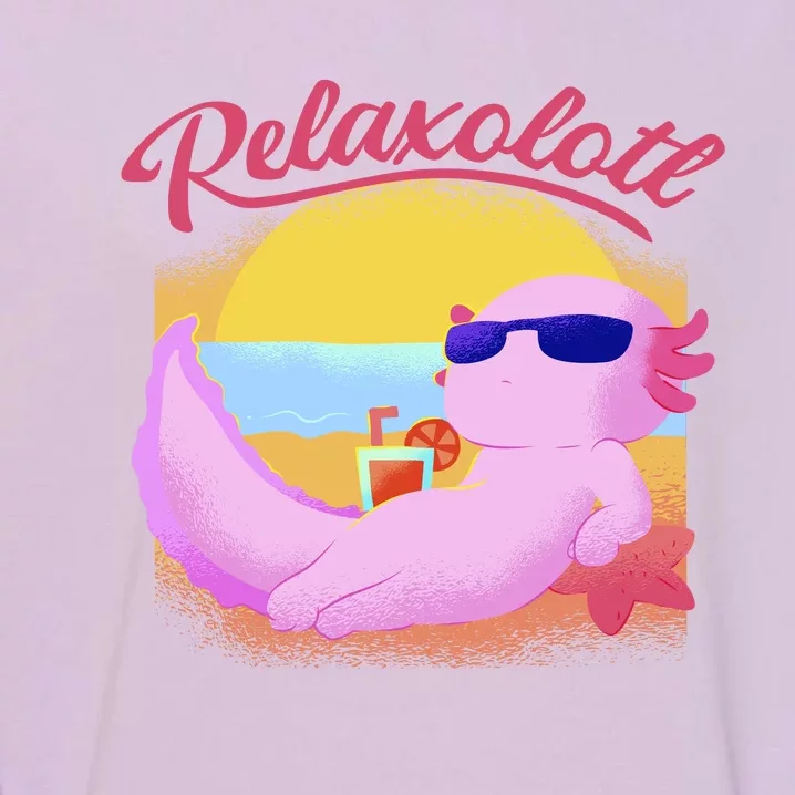 Relaxolotl Axolotl On Vacation Summer Beach Fun In The Sun Garment-Dyed Sweatshirt