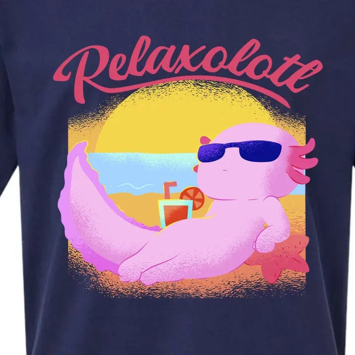 Relaxolotl Axolotl On Vacation Summer Beach Fun In The Sun Sueded Cloud Jersey T-Shirt