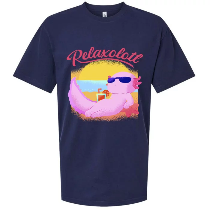 Relaxolotl Axolotl On Vacation Summer Beach Fun In The Sun Sueded Cloud Jersey T-Shirt