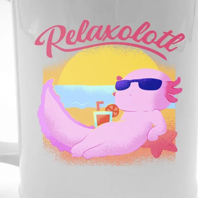 Relaxolotl Axolotl On Vacation Summer Beach Fun In The Sun Front & Back Beer Stein