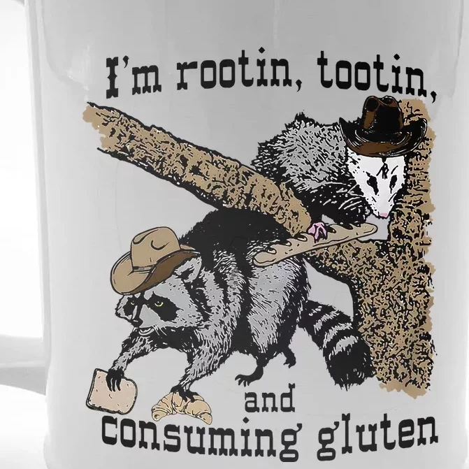 Raccoon And Opossum I’M Rootin Tootin And Consuming Gluten Front & Back Beer Stein