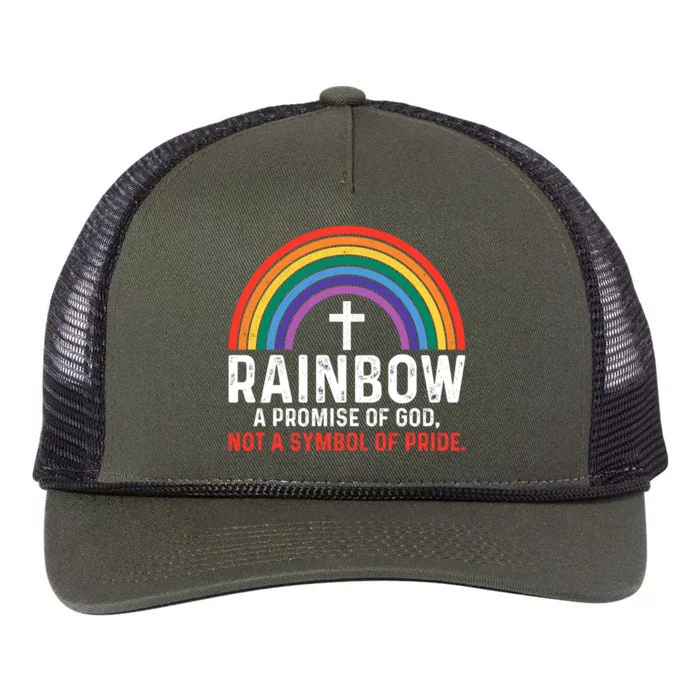 Rainbow A Promise Of God Not A Symbol Of Pride Retro Rope Trucker Hat Cap