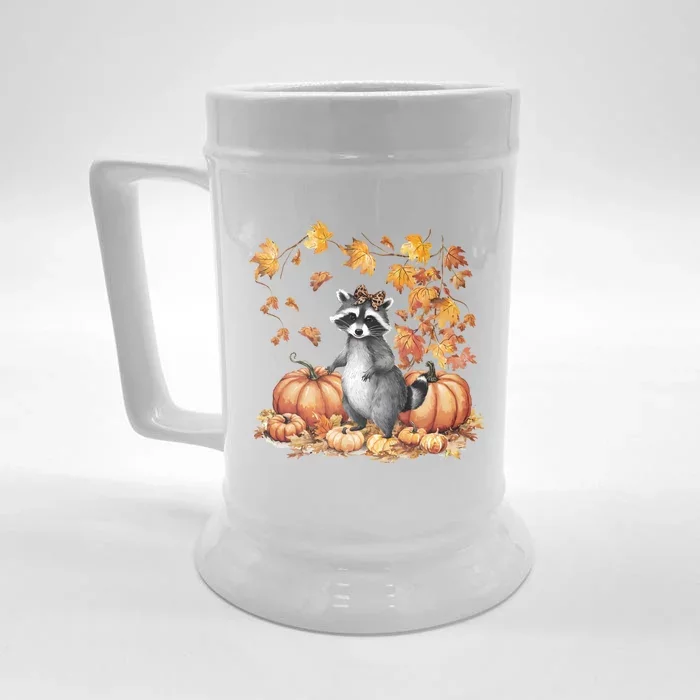 Raccoon And Pumpkin Spice Lovers Front & Back Beer Stein