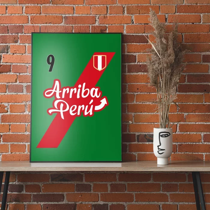 Retro Arriba Peru Soccer Jersey 9 Peruvian Futbol Poster