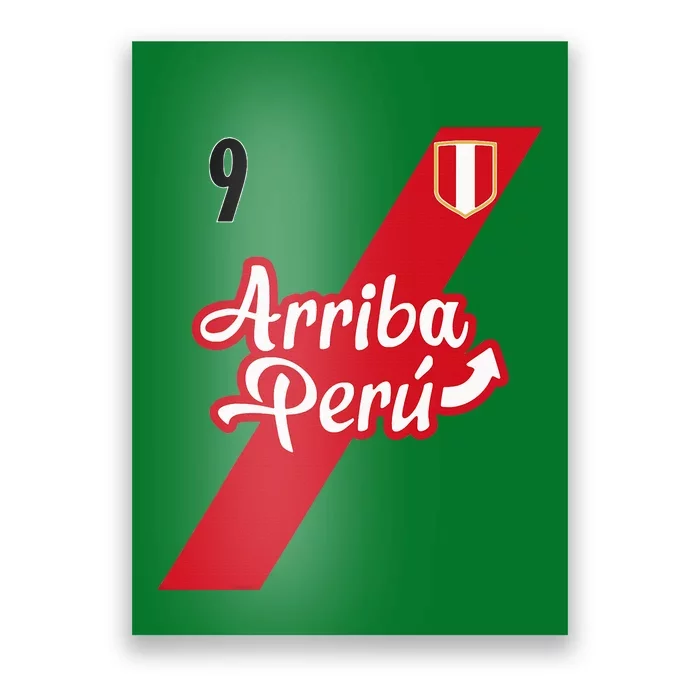 Retro Arriba Peru Soccer Jersey 9 Peruvian Futbol Poster