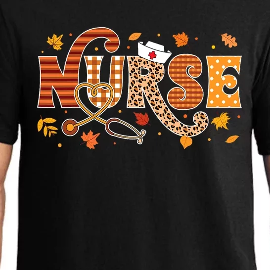 Retro Autumn Pumpkin Fall Nurse Life Thanksgiving Nurse Pajama Set