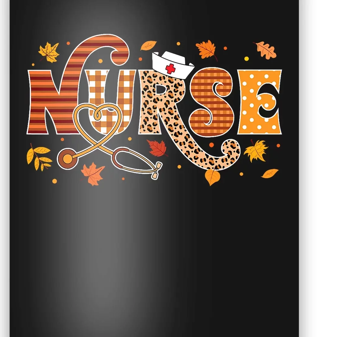 Retro Autumn Pumpkin Fall Nurse Life Thanksgiving Nurse Poster