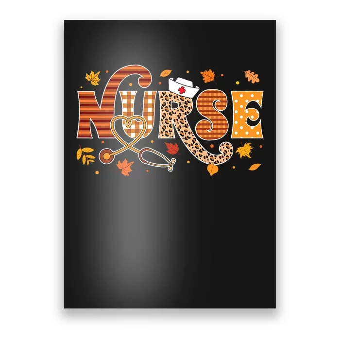 Retro Autumn Pumpkin Fall Nurse Life Thanksgiving Nurse Poster