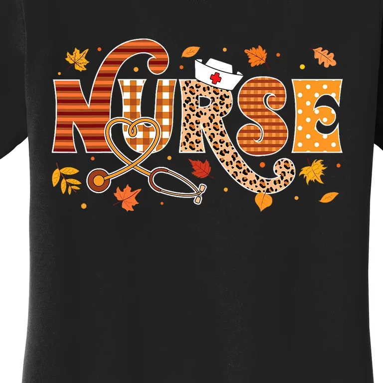 Retro Autumn Pumpkin Fall Nurse Life Thanksgiving Nurse Women's T-Shirt