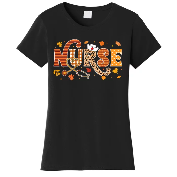 Retro Autumn Pumpkin Fall Nurse Life Thanksgiving Nurse Women's T-Shirt