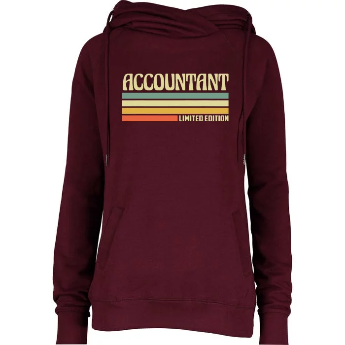 Retro Accountant Profession Job Title Co Worker Idea Womens Funnel Neck Pullover Hood