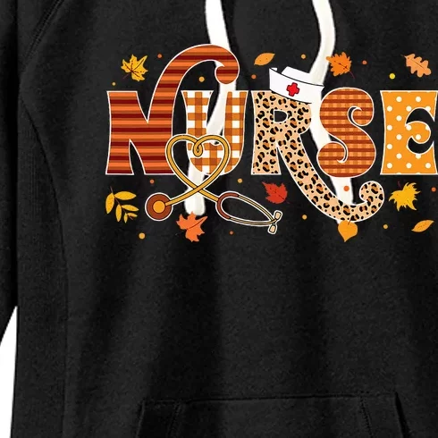 Retro Autumn Pumpkin Fall Nurse Life Thanksgiving Nurse Women's Fleece Hoodie