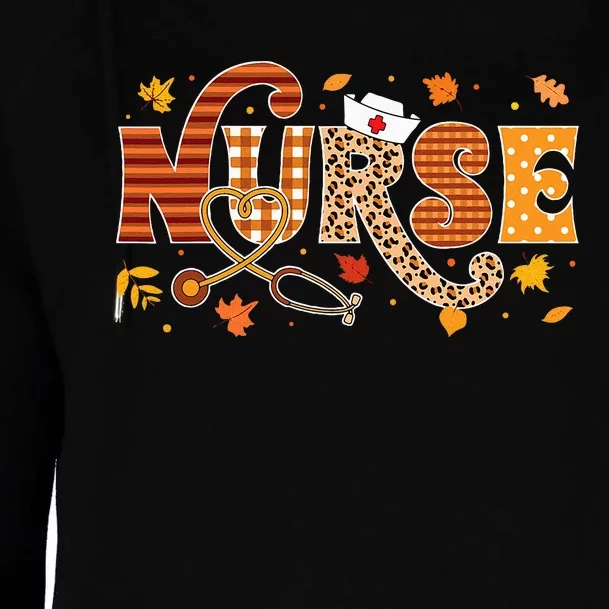 Retro Autumn Pumpkin Fall Nurse Life Thanksgiving Nurse Womens Funnel Neck Pullover Hood