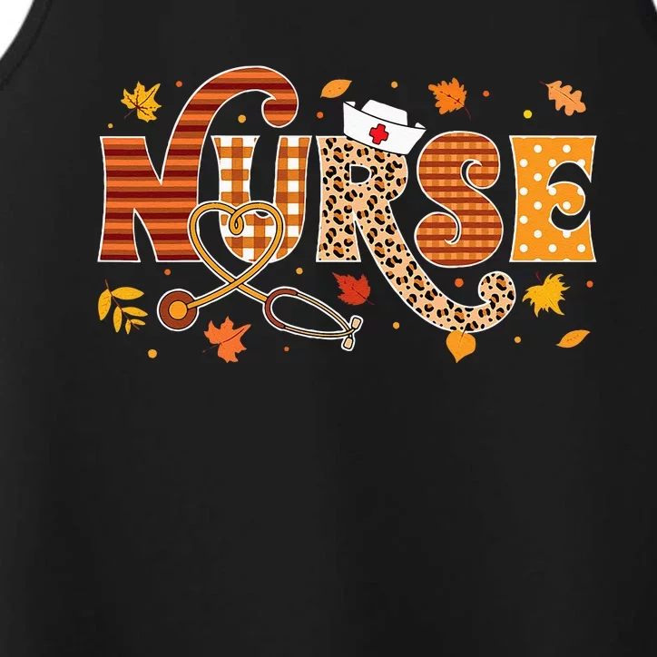 Retro Autumn Pumpkin Fall Nurse Life Thanksgiving Nurse Performance Tank