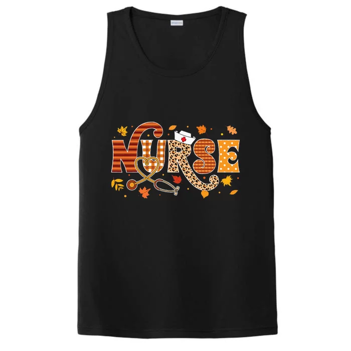 Retro Autumn Pumpkin Fall Nurse Life Thanksgiving Nurse Performance Tank