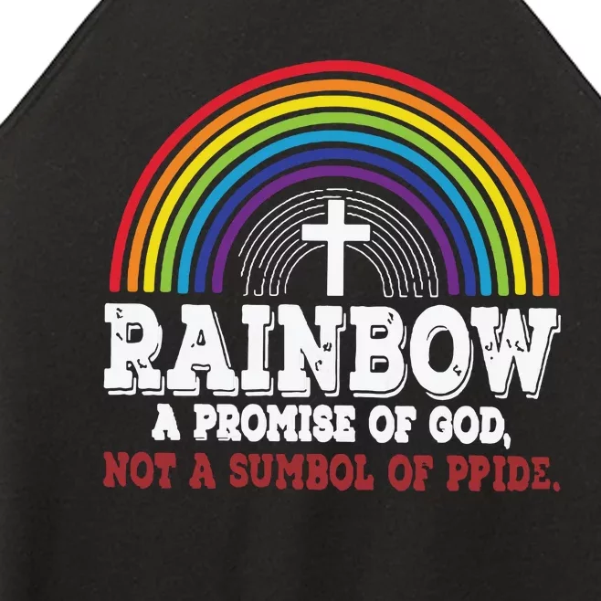 Rainbow A Promise Of God Not A Symbol Of Pride With Cross Women’s Perfect Tri Rocker Tank