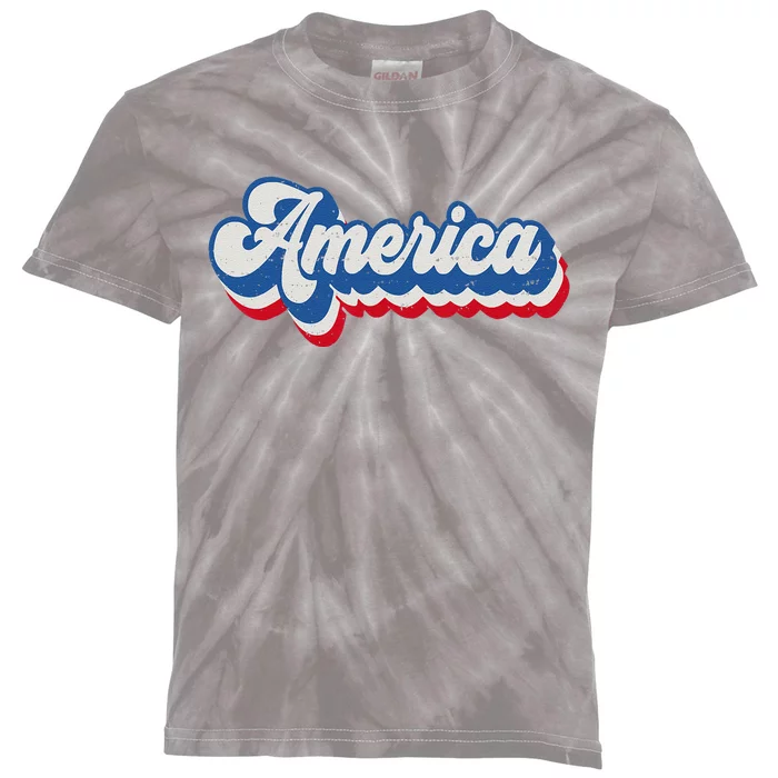 Retro America Patriotic USA 4th of July Kids Tie-Dye T-Shirt