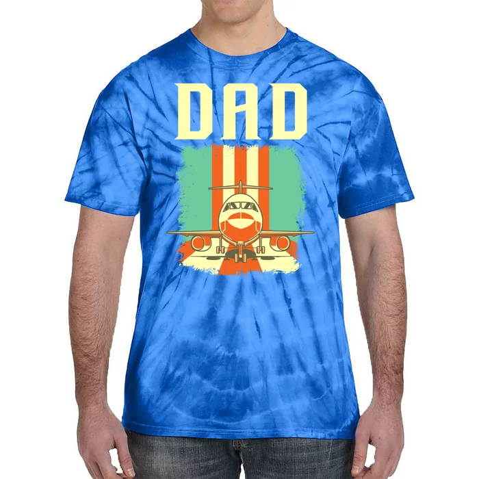 Retro Airplane Pilot Dad Plane Aviation Fathers Day Gift Tie-Dye T-Shirt