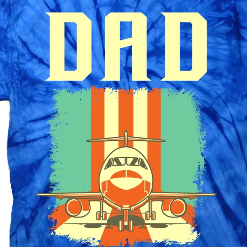 Retro Airplane Pilot Dad Plane Aviation Fathers Day Gift Tie-Dye T-Shirt