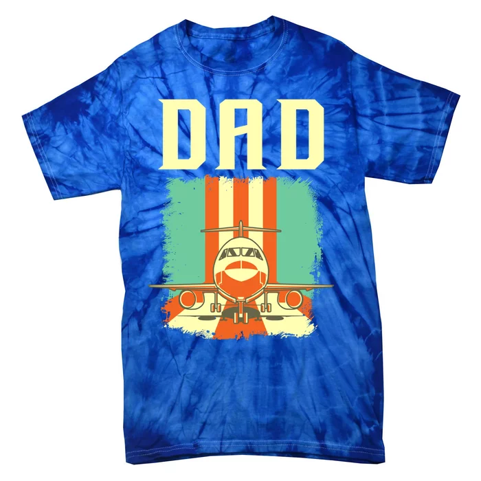 Retro Airplane Pilot Dad Plane Aviation Fathers Day Gift Tie-Dye T-Shirt