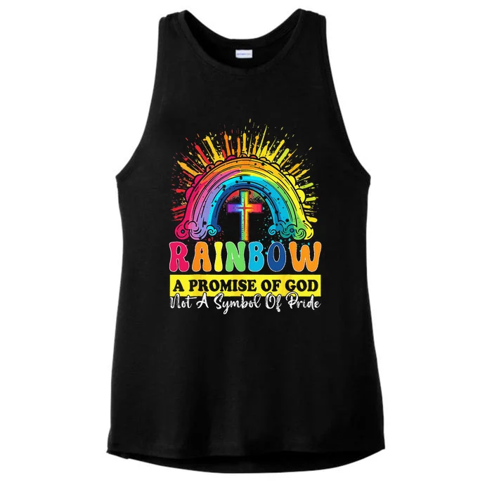 Rainbow A Promise Of God Not A Symbol Of Pride Ladies Tri-Blend Wicking Tank