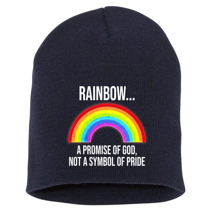 Rainbow A Promise Of God Not A Symbol Of Pride Short Acrylic Beanie