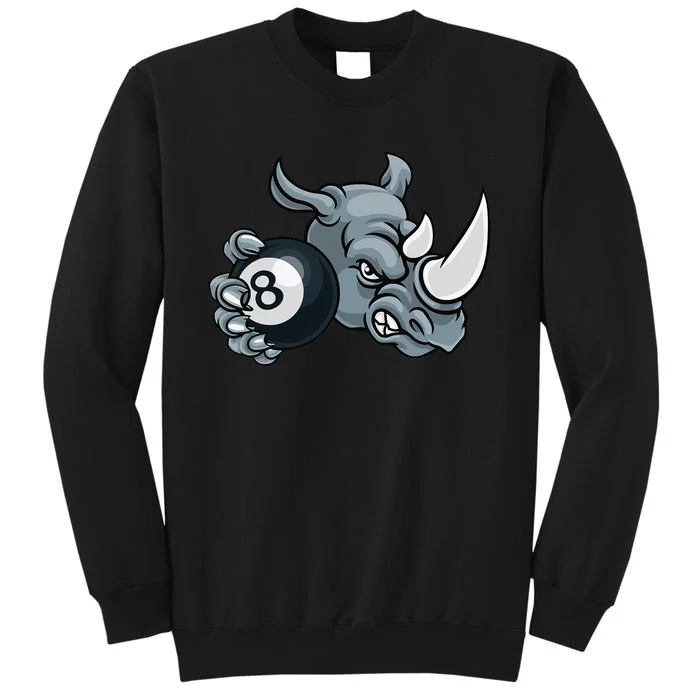 Rhino Angry Pool 8 Ball Billiards Cartoon Tall Sweatshirt