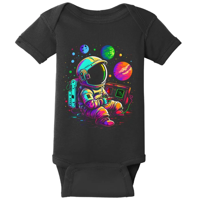 Retro Arcade Planets Universe Gaming Astronaut Baby Bodysuit