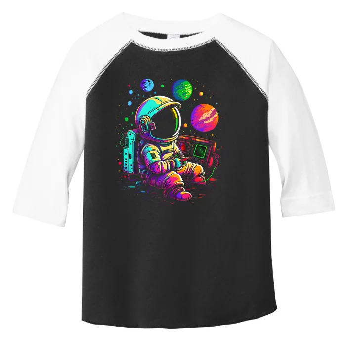 Retro Arcade Planets Universe Gaming Astronaut Toddler Fine Jersey T-Shirt