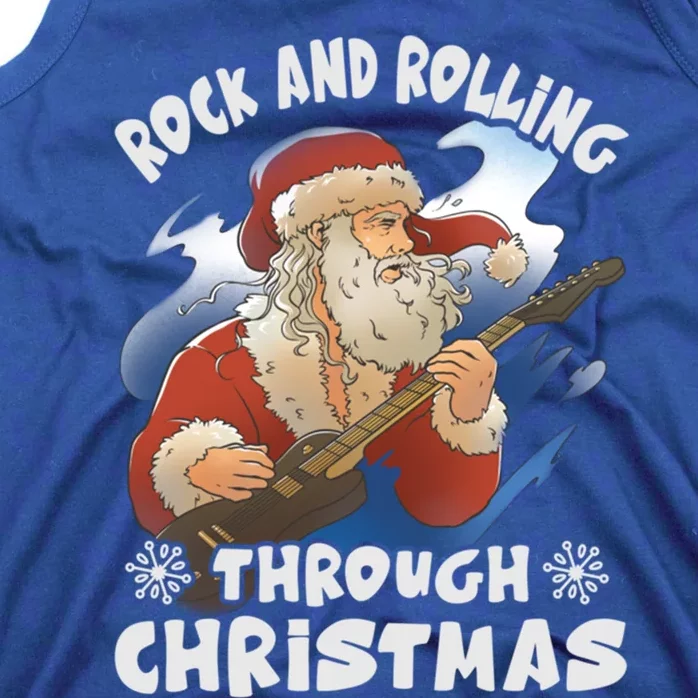 Rock And Rolling Through Christmas Funny Guitar Santa Great Gift Tank Top