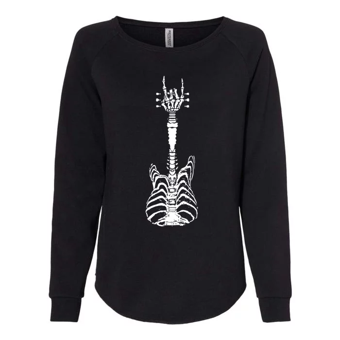 Rock And Roll Skeleton Guitar Womens California Wash Sweatshirt