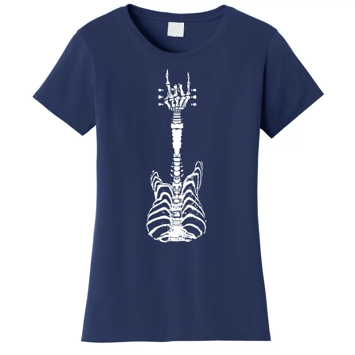 Rock And Roll Skeleton Guitar Women's T-Shirt