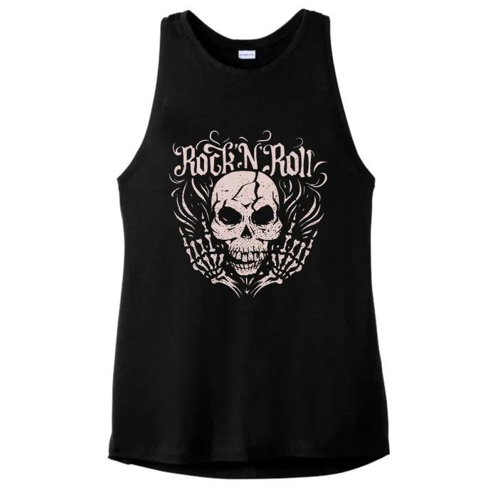 Rock And Roll Skeleton Hand Ladies Tri-Blend Wicking Tank