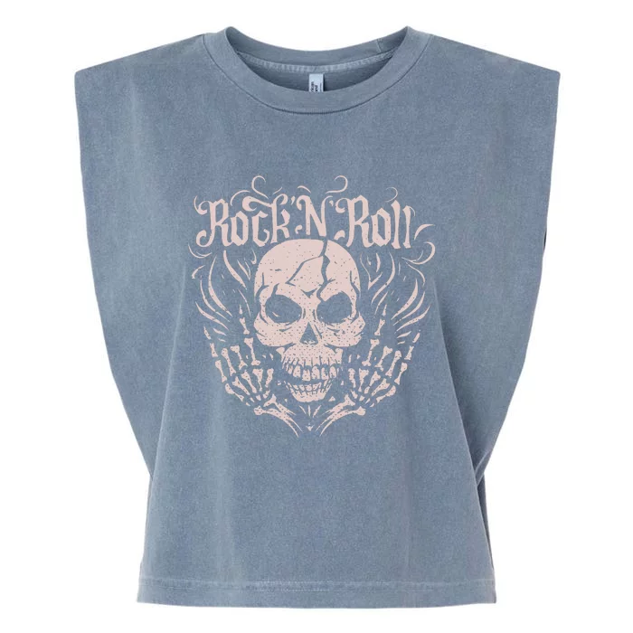 Rock And Roll Skeleton Hand Garment-Dyed Women's Muscle Tee