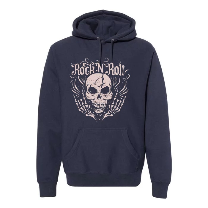 Rock And Roll Skeleton Hand Premium Hoodie