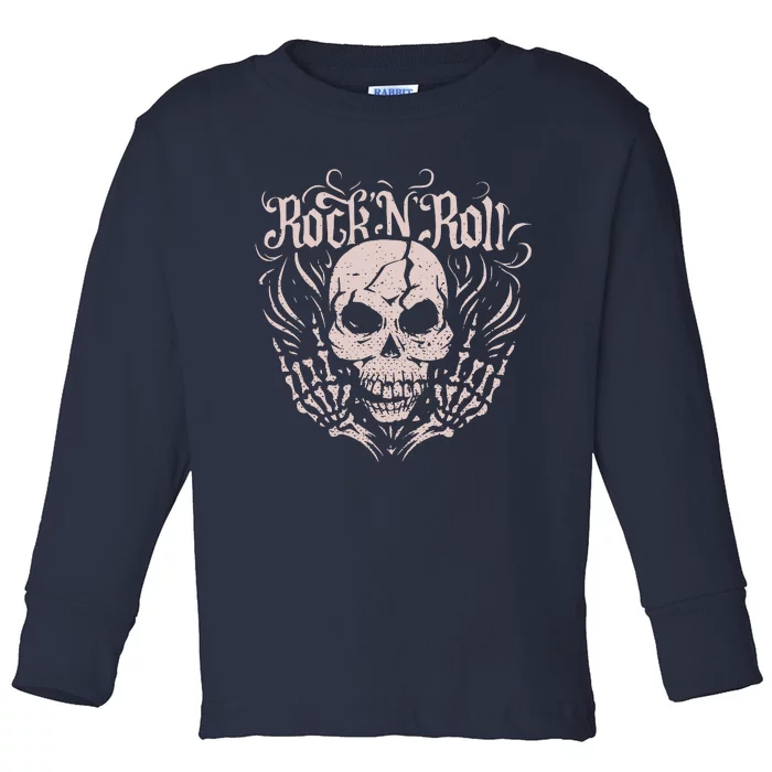 Rock And Roll Skeleton Hand Toddler Long Sleeve Shirt