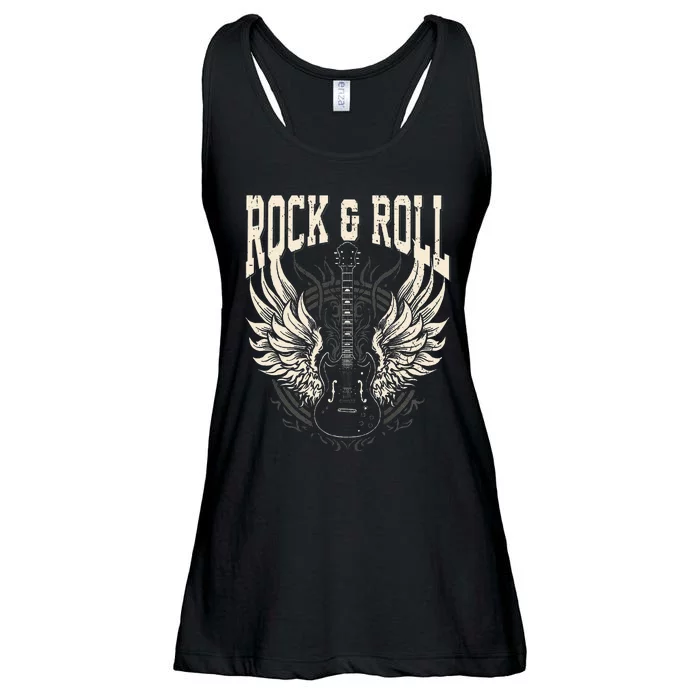 Rock And Roll Lover Gifts Cool Electric Guitar Concert Band Ladies Essential Flowy Tank