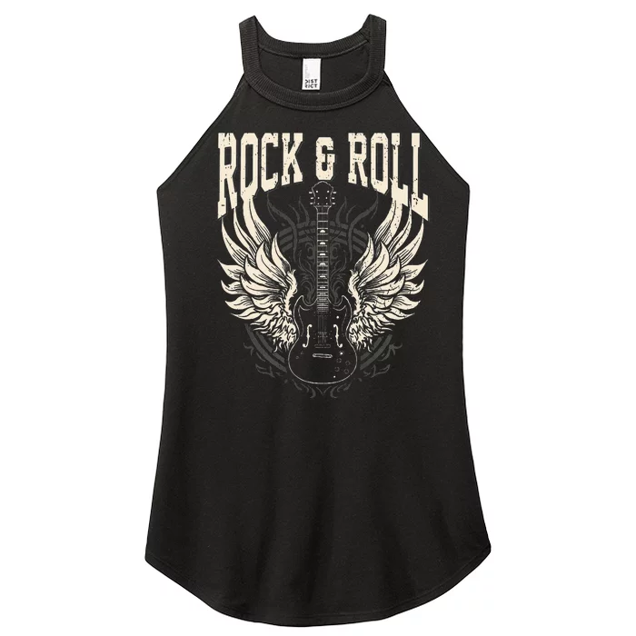 Rock And Roll Lover Gifts Cool Electric Guitar Concert Band Women’s Perfect Tri Rocker Tank