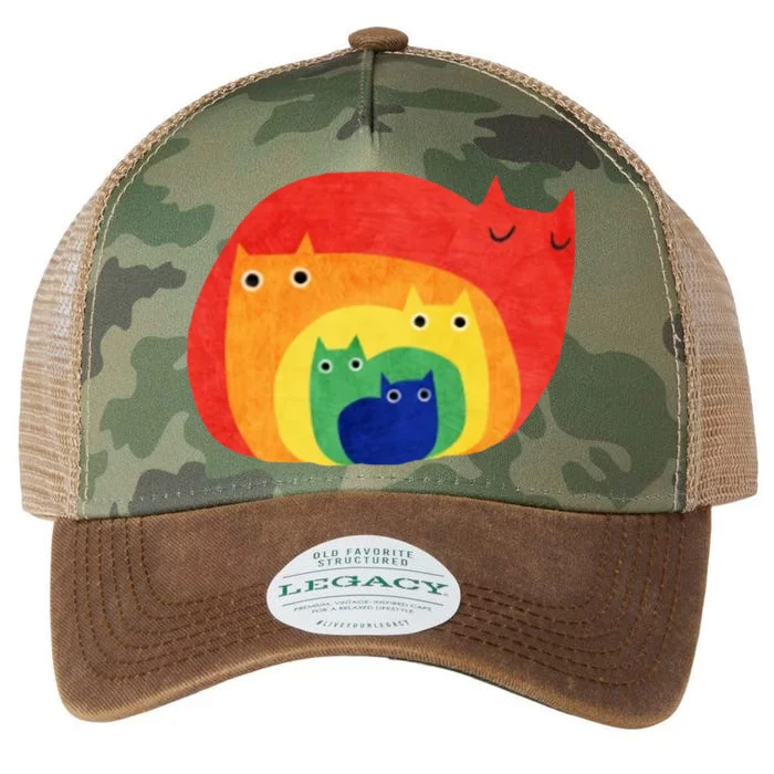 Rainbow Art Retro Cats Legacy Tie Dye Trucker Hat