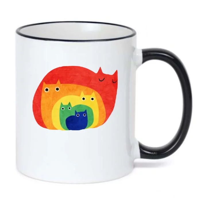 Rainbow Art Retro Cats Black Color Changing Mug