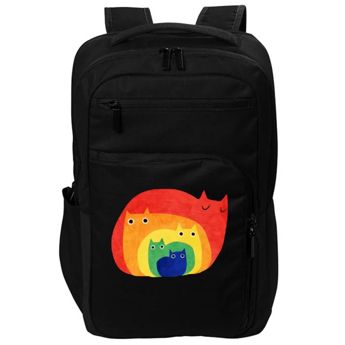 Rainbow Art Retro Cats Impact Tech Backpack